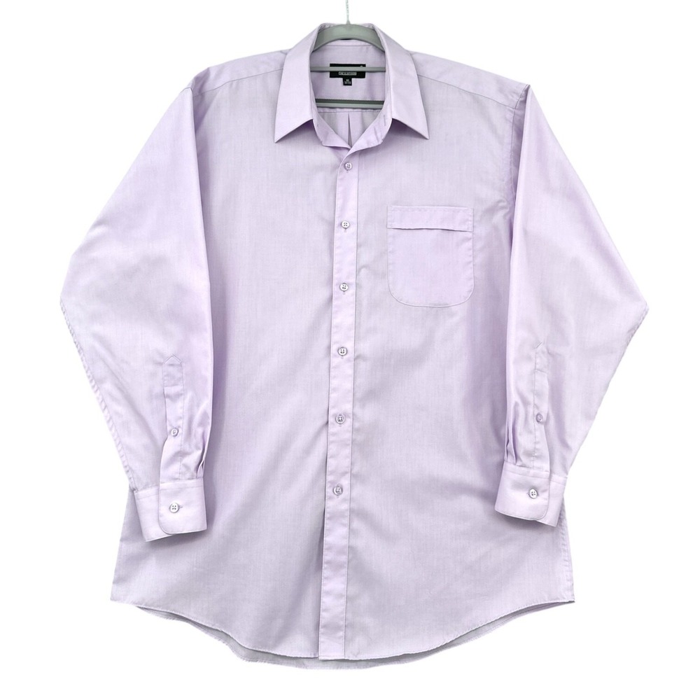 Kilburne and Finch Mens Long Sleeve Dress Shirt Lilac Purple Size 16 32/33‎